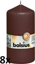 8 stuks Bolsius bruin stompkaarsen 130/70 (43 uur)