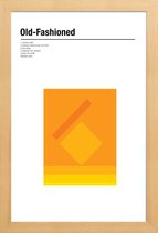 JUNIQE - Poster met houten lijst Old Fashioned - minimalistisch -13x18