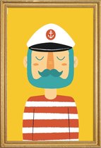 JUNIQE - Poster met houten lijst Ahoy Sailor -30x45 /Geel & Rood