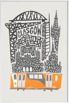 JUNIQE - Poster met kunststof lijst Glasgow Cityscape -20x30 /Grijs &
