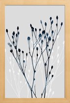 JUNIQE - Poster in houten lijst Watercolor Leaves 12 -20x30 /Blauw &