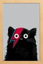 JUNIQE - Poster in houten lijst Cat Hero -20x30 /Grijs & Rood