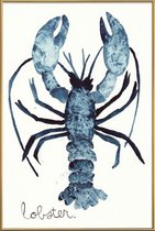 JUNIQE - Poster met kunststof lijst Lobster -30x45 /Blauw & Wit