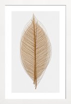 JUNIQE - Poster met houten lijst Skeleton of a Leaf II -13x18 /Bruin &