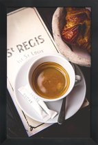 JUNIQE - Poster met houten lijst Café -13x18 /Bruin & Wit