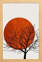 JUNIQE - Poster met houten lijst Winter Sunset -13x18 /Rood & Zwart