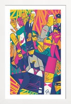 JUNIQE - Poster met houten lijst Batman -20x30 /Oranje & Roze