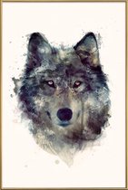 JUNIQE - Poster met kunststof lijst Wolf illustratie -20x30 /Bruin &