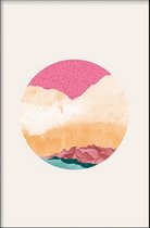 Walljar - Pink Mountain - Muurdecoratie - Poster met lijst