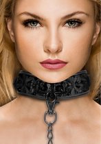 Luxury Collar with Leash - Black - Bondage Toys - Leash and Collars