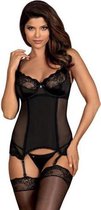 Amallie Jarretel Korset Met String - Zwart - L/XL
