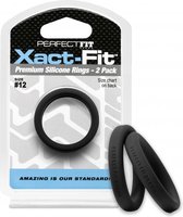 #12 Xact-Fit Cockring 2-Pack - Black - Cock Rings -