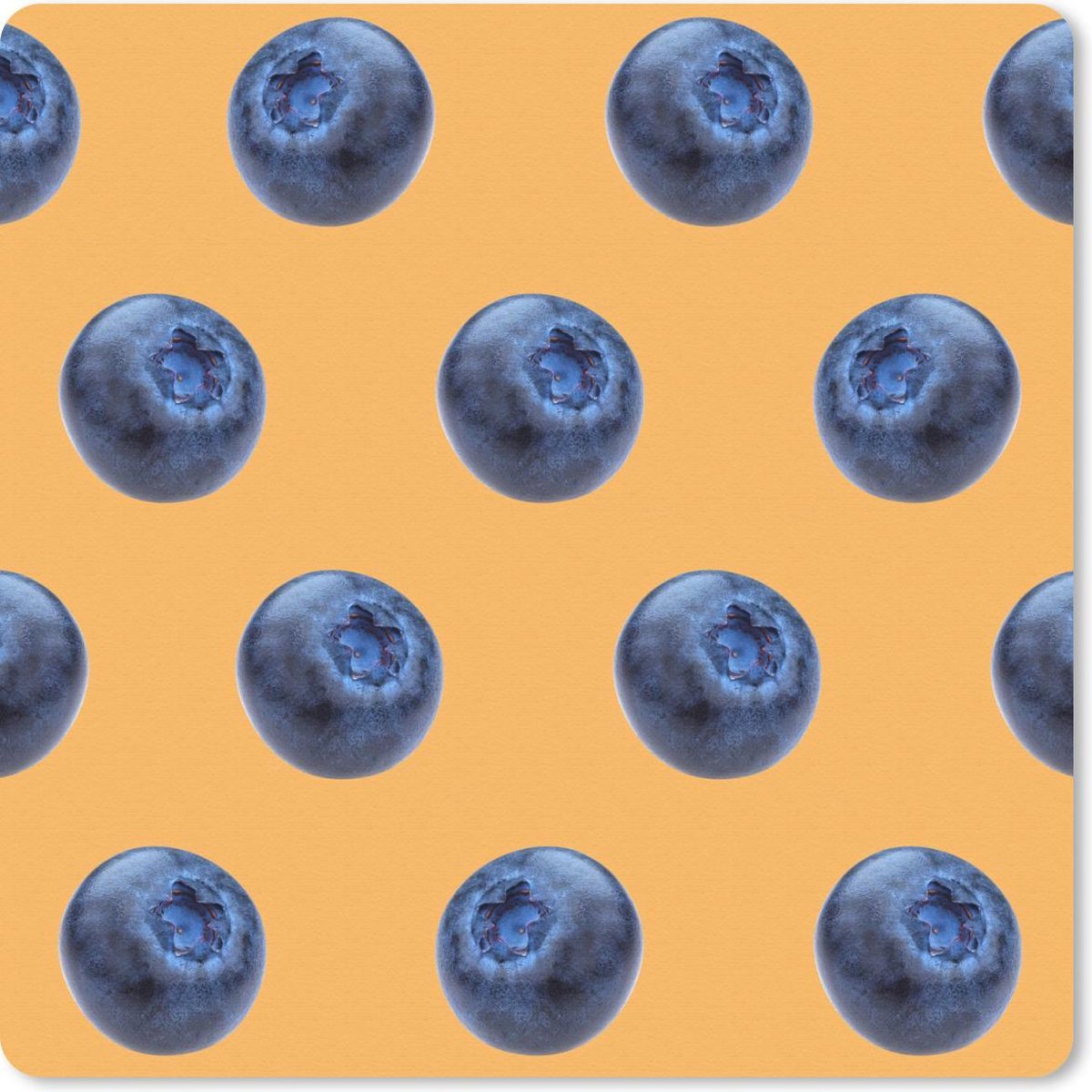 Muismat 20x20 cm - Mousepad Blauwe bes - Oranje - Patroon - Muismatten