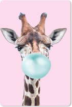 Muismat - Mousepad - Giraffe - Kauwgom - Roze - Blauw - 40x60 cm - Muismatten