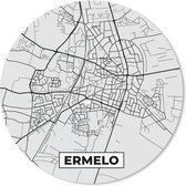 Muismat - Mousepad - Rond - Stadskaart - Ermelo - Grijs - Wit - 30x30 cm - Ronde muismat