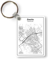 Sleutelhanger - Stadskaart - Zwart Wit - Zwolle - Uitdeelcadeautjes - Plastic