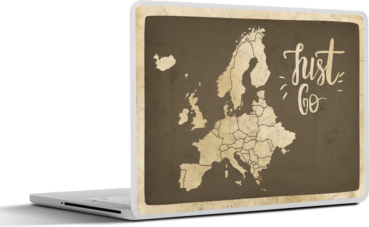 Laptop sticker - 14 inch - Kaart - Europa - Quote - 32x5x23x5cm - Laptopstickers - Laptop skin - Cover