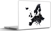 Laptop sticker - 10.1 inch - Kaart Europa - Aquarelverf - Zwart - 25x18cm - Laptopstickers - Laptop skin - Cover