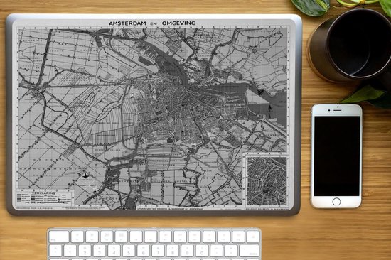 Sticker ordinateur portable - 17,3 pouces - Carte - Holland du Nord - Zwart et Wit