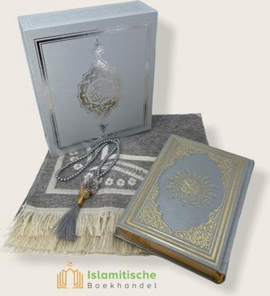 Koran Set met Gebedskleed Tasbeeh en Kuran Zilver