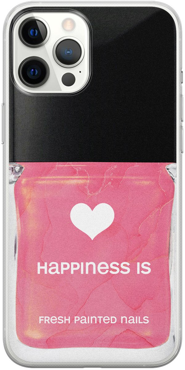 Leuke Telefoonhoesjes - Geschikt voor iPhone 12 Pro Max - Nagellak - Soft case - TPU - Roze