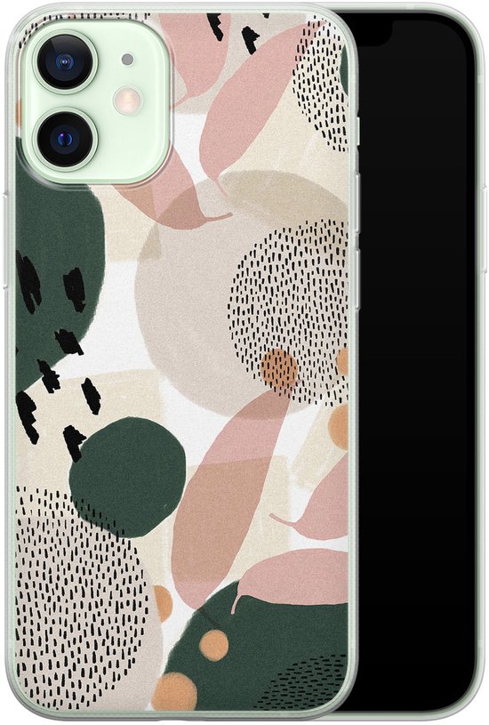 Mini pochette pour iPhone 12 - Imprimé abstrait | Apple iPhone 12 Mini | Étui en Siliconen TPU | Couverture arrière transparente