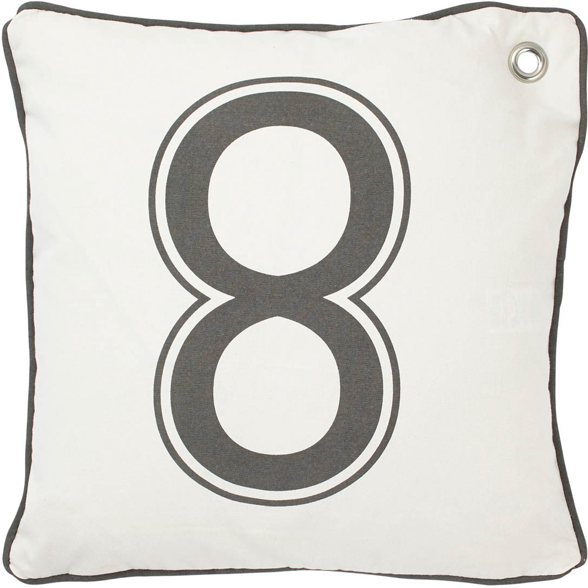 Dutch Decor RUDDER - Kussenhoes 45x45 cm - met nummer 8 - donkergrijs - met rits
