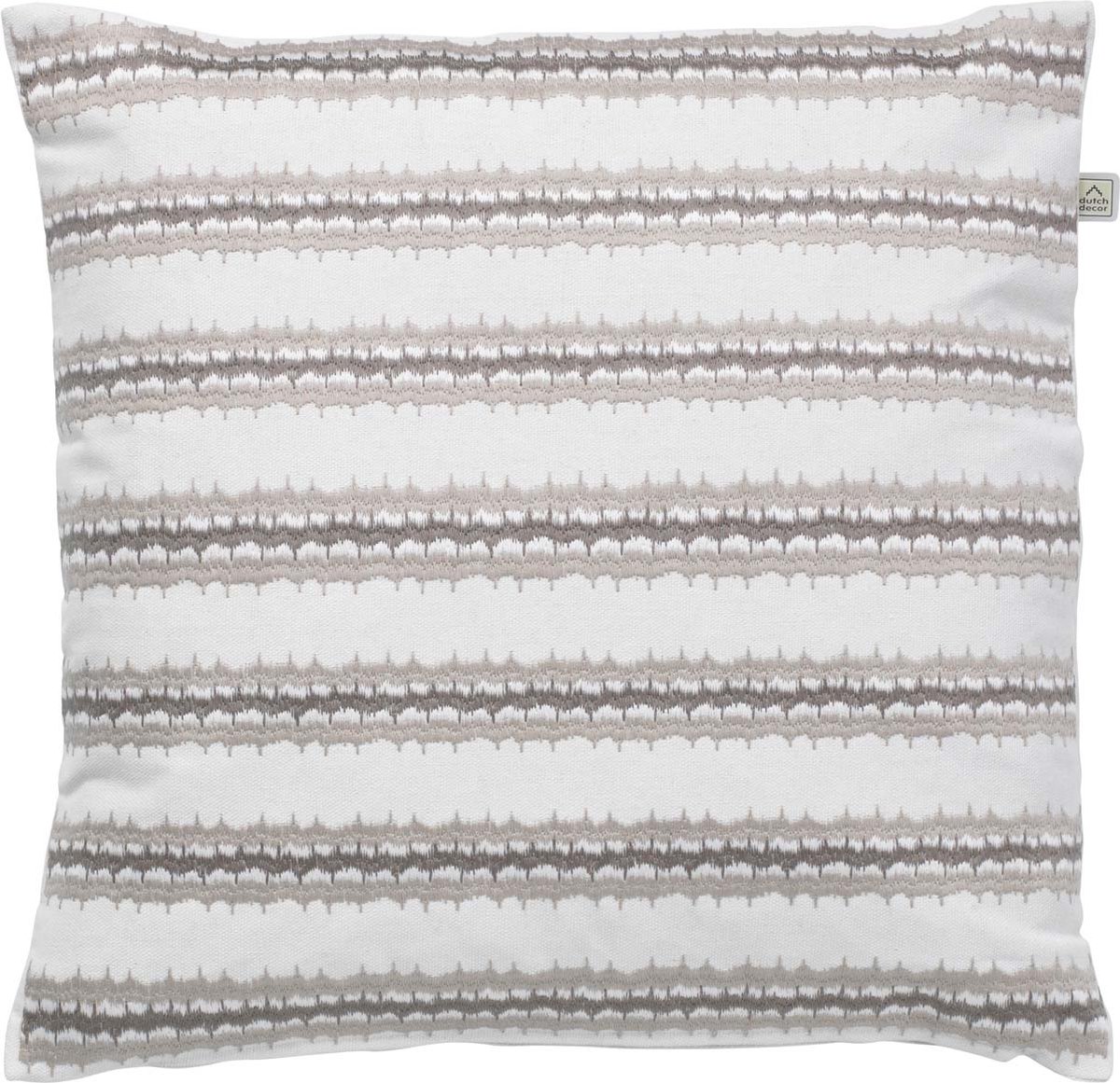 Dutch Decor MICA - Kussenhoes 45x45 cm geborduurd dessin - ivoor - wit - grijs - taupe - streepjes