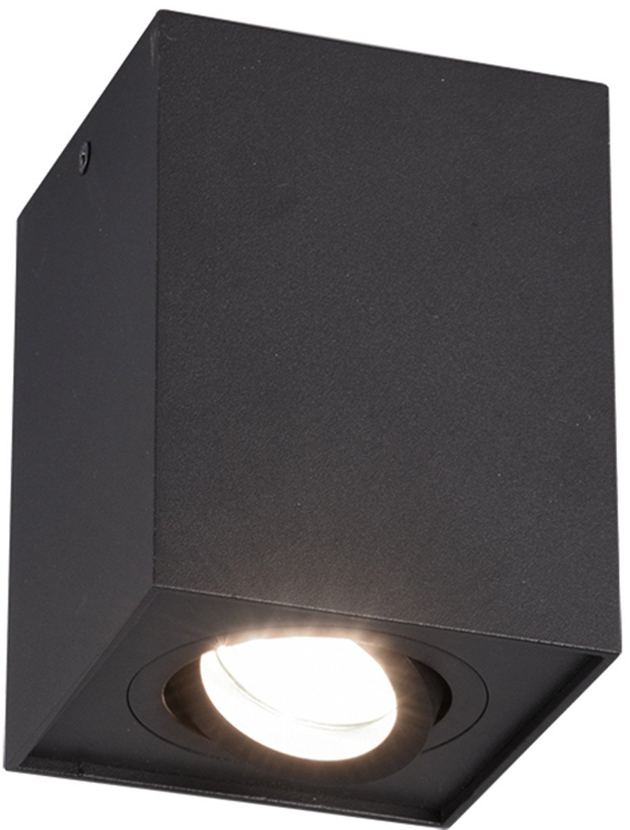 LED Plafondspot - Trion Bisqy - GU10 Fitting - 1-lichts - Vierkant - Mat Zwart - Aluminium