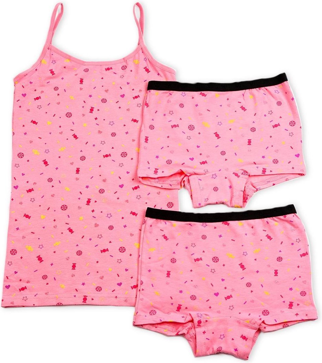 Kinderondergoed Funderwear - Set Snoepie - Roze - Maat 164 - Meisjes