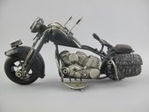 metaalkunst - model klassieke motor - zwart - 9 cm hoog