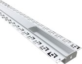 Verzonken aluminium profiel 1m voor LED-strip dubbele ondoorzichtige witte kap - Kunststof - Zilver - 1 m - SILUMEN