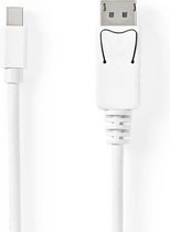 Nedis Mini DisplayPort-Kabel | DisplayPort 1.4 | Mini-DisplayPort Male | DisplayPort Male | 48 Gbps | Vernikkeld | 2.00 m | Rond | PVC | Wit | Blister