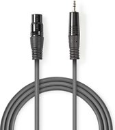 Nedis Gebalanceerde Audiokabel | XLR 3-Pins Male | 3,5 mm Male | Vernikkeld | 1.50 m | Rond | PVC | Donkergrijs | Kartonnen Sleeve