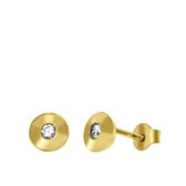 Lucardi - Goldplated oorbellen rond met zirkonia
