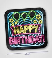 Verjaardag Deurbord Happy Birthday Neon 50cm