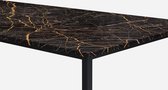 Marmeren Eettafel - Port Laurent Zwart Goud (4-poot) - 240 x 80 cm  - Gepolijst