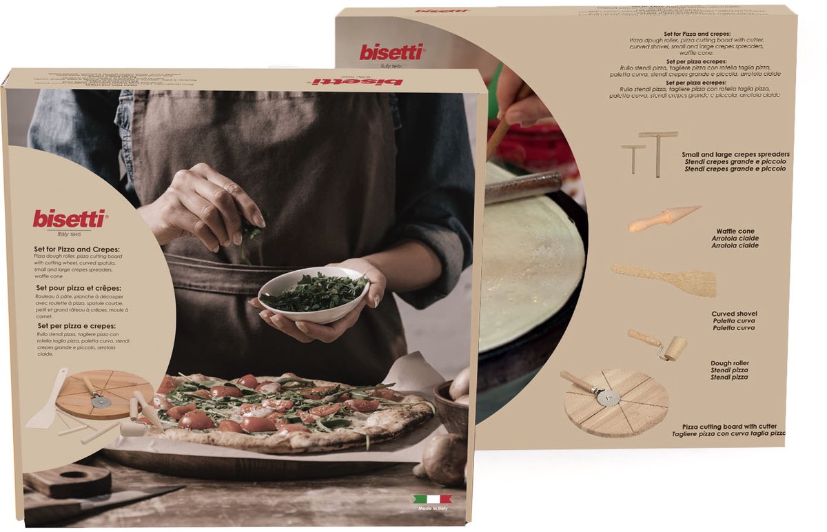 Bisetti Pizza- en Pannenkoekenset Hout 7-Delig