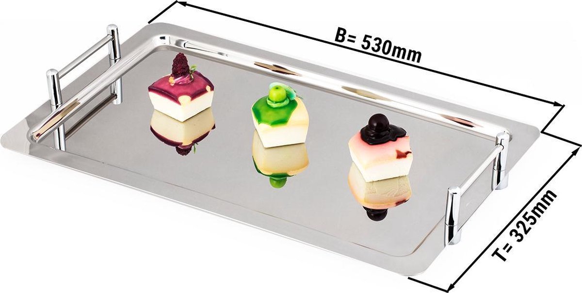 Roestvrijstalen dienblad - 32,5 x 53 cm - gepolijst | GGM Gastro