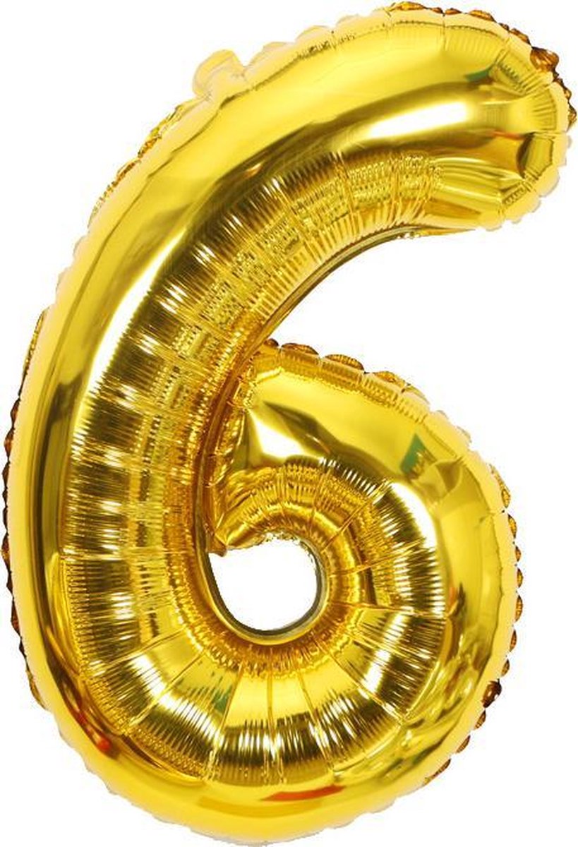 6 jaar ballon cijfer Babydouche - 1 meter 100 CM - goud folie helium ballonnen - gouden zes verjaardag versiering