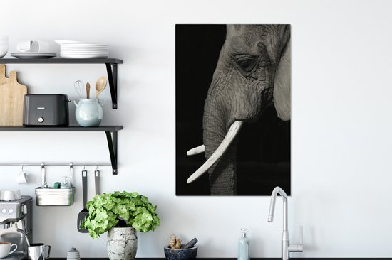 Tableau Toile Éléphant - Animal - Défense - 60x90 cm - Décoration murale