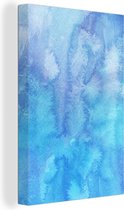 Canvas Schilderij Waterverf - Kleur - Blauw - 80x120 cm - Wanddecoratie