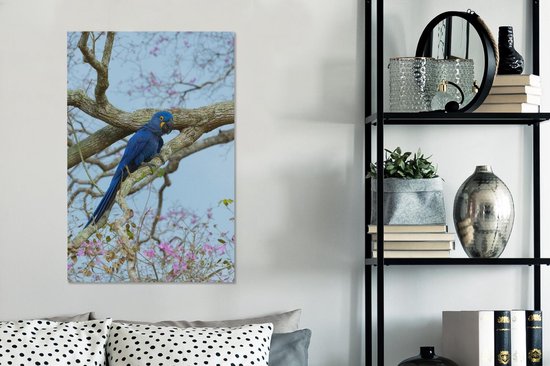 Ara hyacinthe sur toile branche 2cm 60x90 cm - Tirage photo sur toile (Décoration murale salon / chambre)