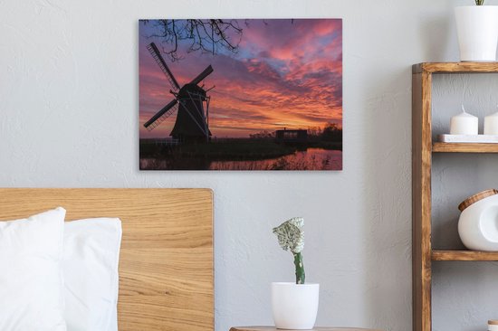 Moulin à vent pendant un lever de soleil toile 2cm 40x30 cm - petit - Tirage photo sur toile (Décoration murale salon / chambre)