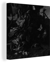 Peintures sur toile - Animaux et plantes en noir et blanc - Peinture de Melchior d'Hondecoeter - 50x50 cm - Décoration murale