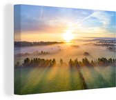 Peintures sur toile - Lever de soleil coloré sur un paysage calme - 120x80 cm - Décoration murale