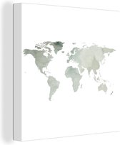 Canvas Wereldkaart - 50x50 - Wanddecoratie Wereldkaart - Grijs - Simpel