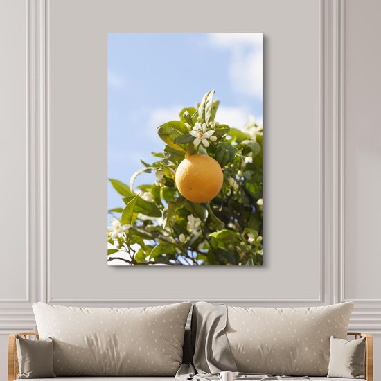 Gros plan d'orange sur la toile arbre 2cm 120x180 cm - Tirage photo sur toile (Décoration murale salon / chambre) / Arbres Peintures sur toile XXL / Groot format!