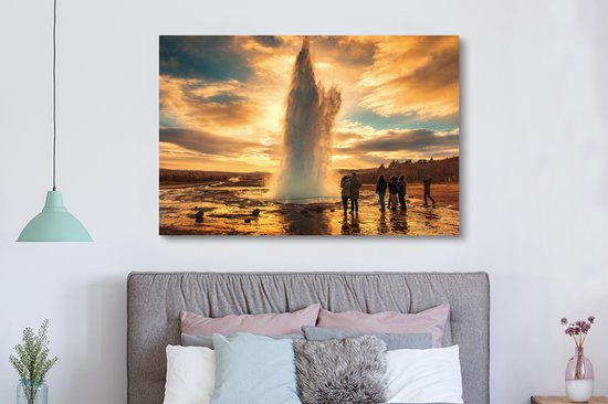 Geyser Strokkur en Islande 180x120 cm - Tirage photo sur toile (Décoration murale salon / chambre) / Phénomènes naturels Peintures sur toile XXL / Groot format!