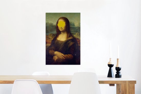 Canvas Schilderij Mona Lisa - Leonardo da Vinci - Geel - 60x90 cm - Wanddecoratie - OneMillionCanvasses